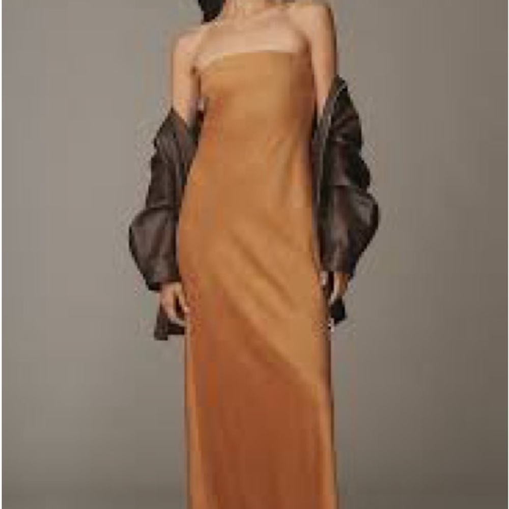 Elegant Strapless Brown Dress